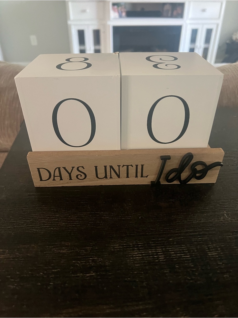 Wood Block Countdown Calendar "Days Until I Do" - White & Natural